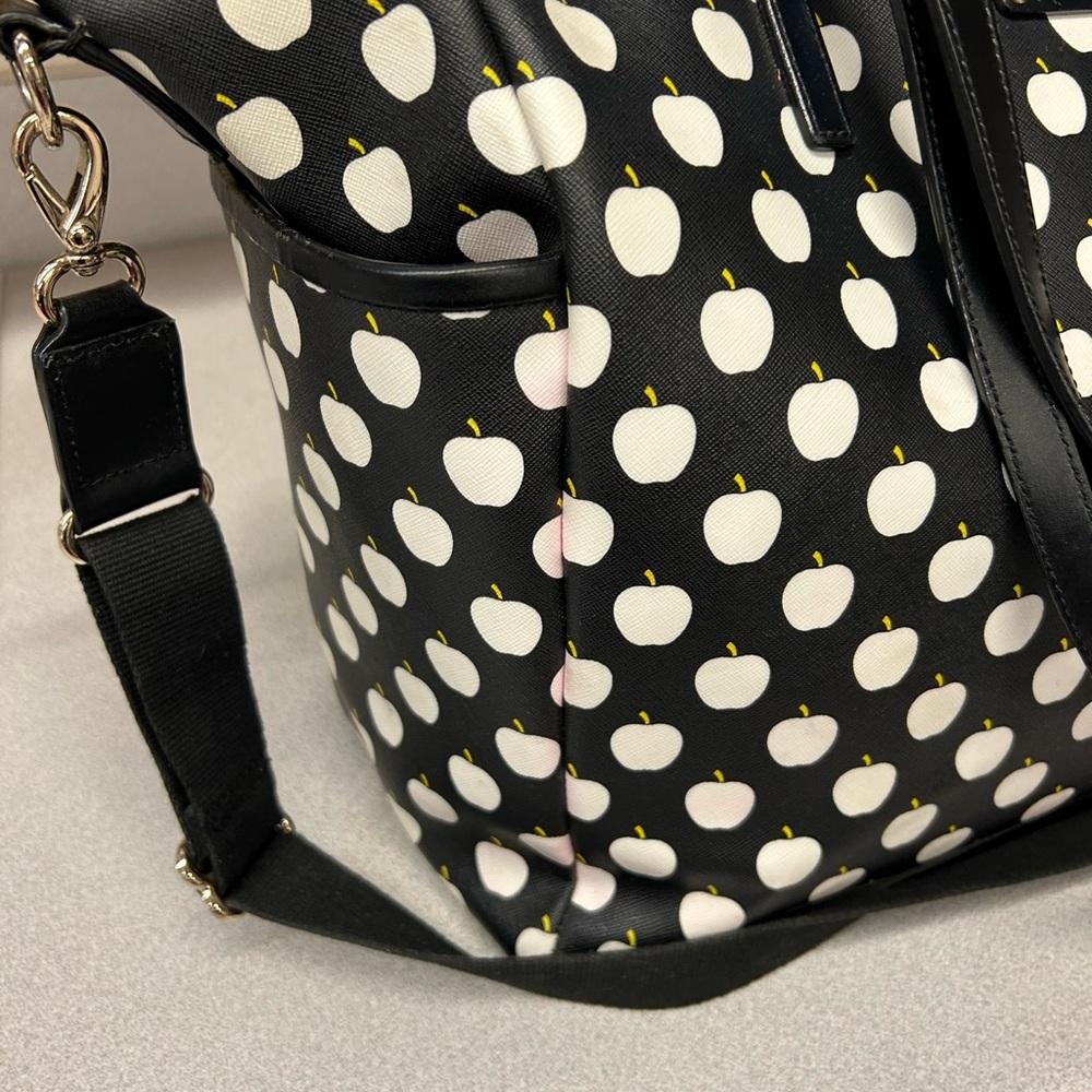 Kate Spade Black and White Polka Dot APPLE Tote and/or Diaper Bag - Picture 7 of 13